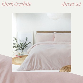 Double Blush & White Embroidered Duvet Set