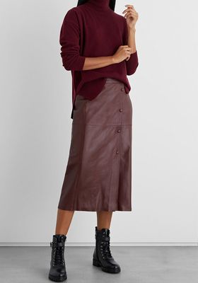 Béatrice Wrap-Effect Leather Midi Skirt 