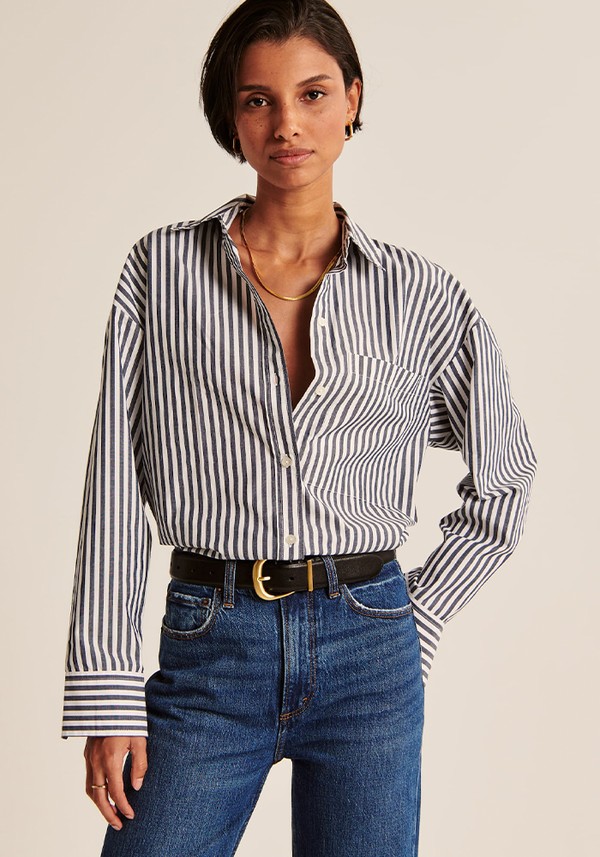 Oversized Poplin Button-Up Shirt