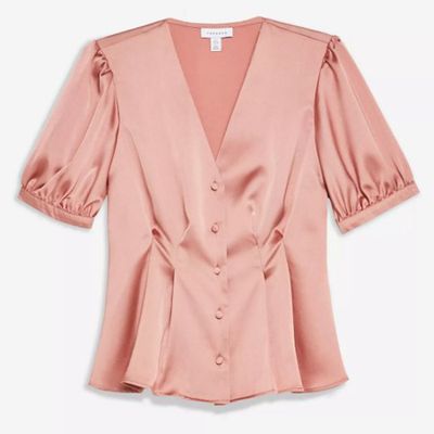 Pleat Detail Button-Down Top from Topshop