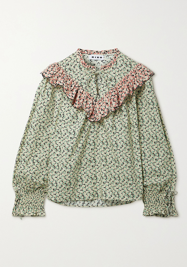 Danica Ruffled Printed Cotton Blouse from Rixo