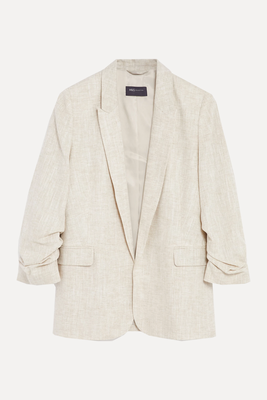 Linen Blend Ruched Sleeve Blazer from M&S 