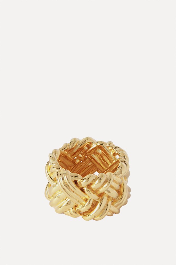 Intrecciato Gold-Plated Silver Ring from Bottega Veneta
