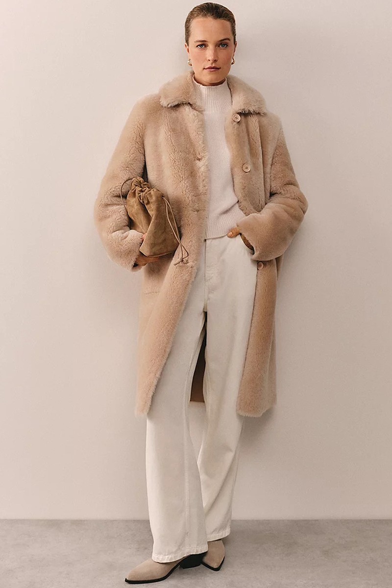 Shearling Midi Coat