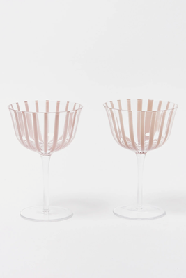 Vita Pink Glass Champagne Saucers Set Of Two from Oliver Bonas