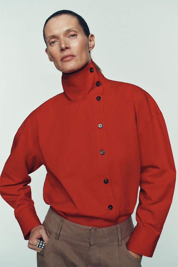 High Neck Wrap Shirt