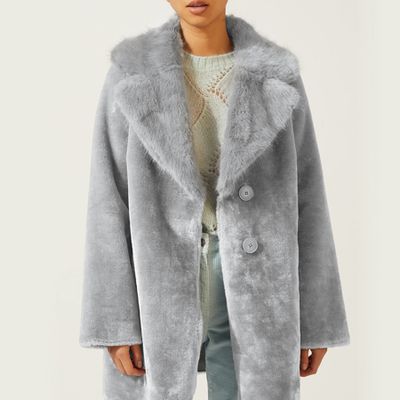 Large Collar Faux Fur Coat