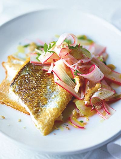 Seabass With Rhubarb Slaw