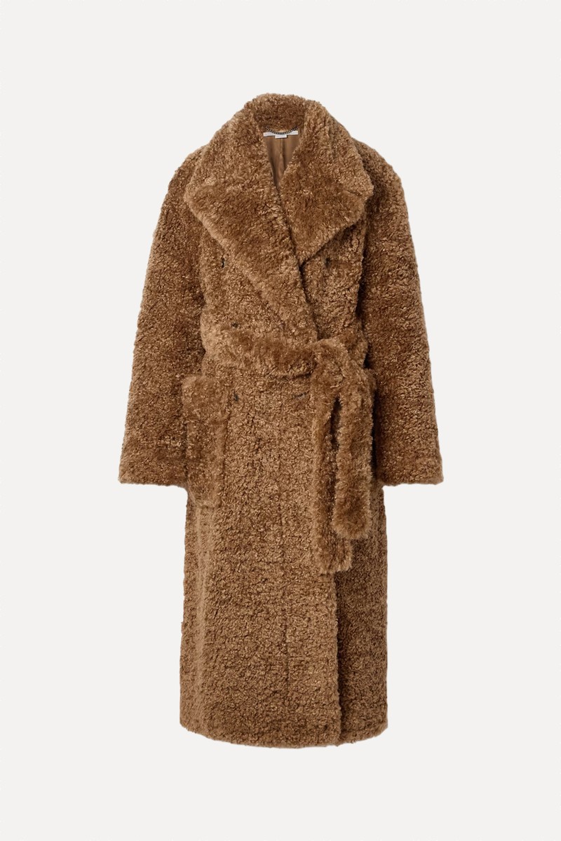 Teddy Belted Double-Breasted Faux Shearling Coat from Stella Mccartney