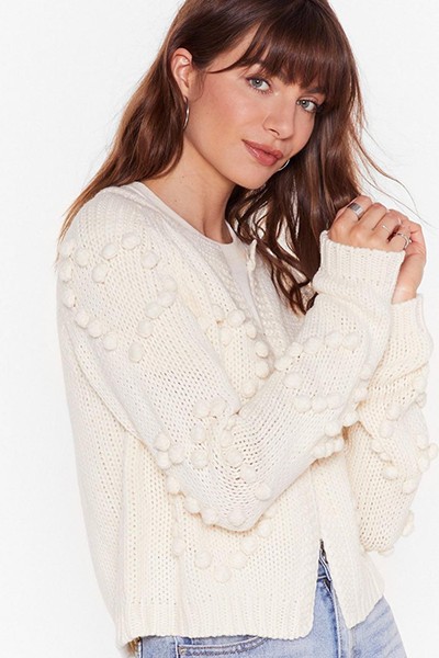 Crazy For Your Love Pom Pom Cropped Cardigan