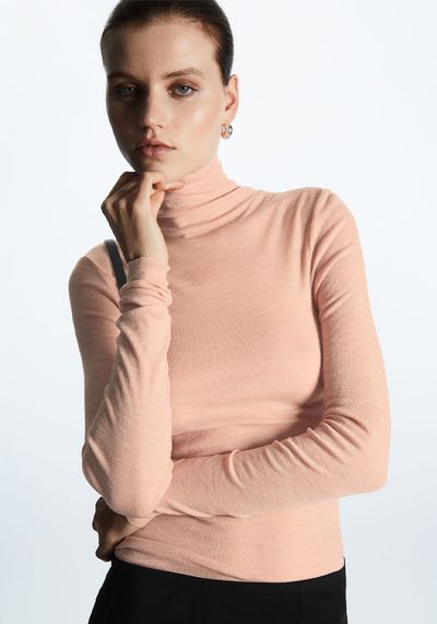 Slim Fit Merino Wool Turtleneck Top