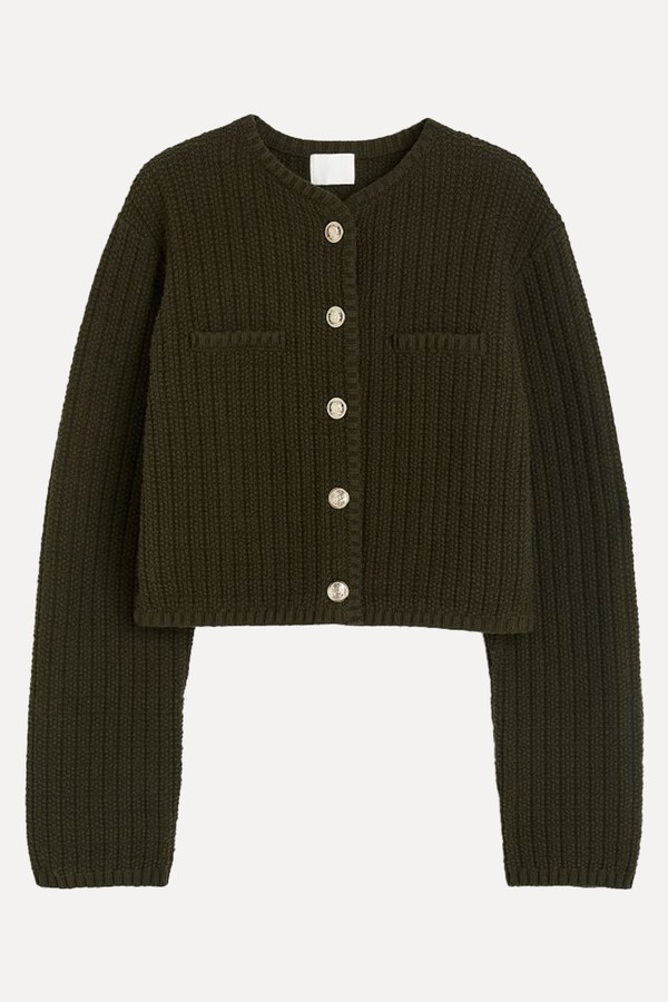 Short Textured Knit Cardigan from H&M