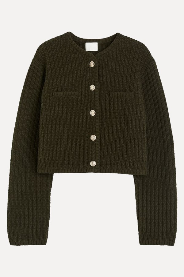 Short Textured Knit Cardigan  from H&M