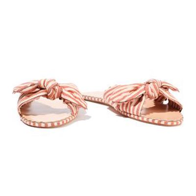 Shirley Bow-Embellished Striped Woven Slides from Loeffler Randall