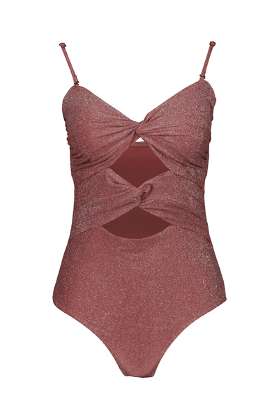 Dusty Cedar Cut Out Twist Swimsuit