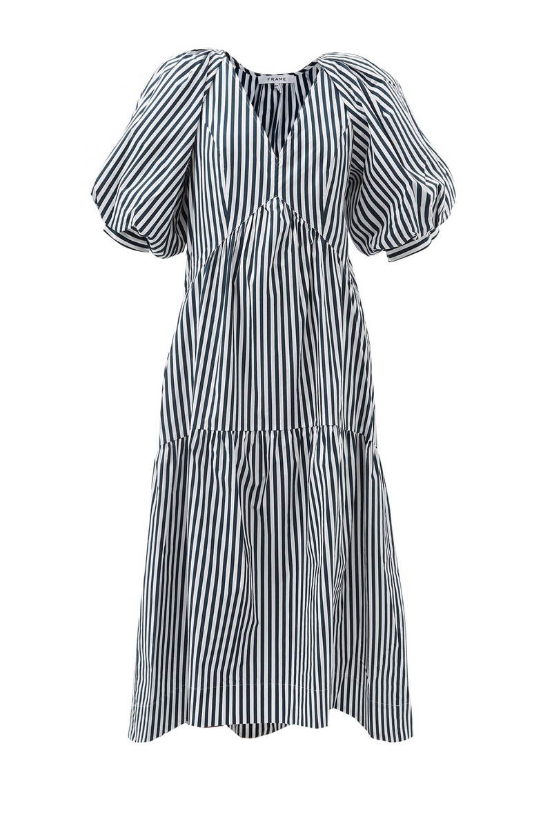 Puff-Sleeved Striped Organic-Cotton Maxi Dress from Frame