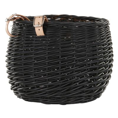 Round Wicker Bike Basket In Black