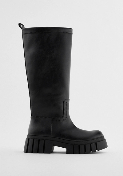 Flat Knee-high Boots With Track Soles from Zara