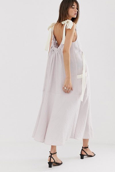 Trapeze Drawstring Maxi Dress