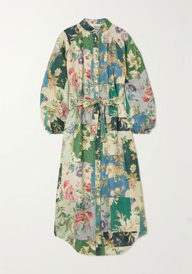Loretta Floral Print Linen Midi Shirt Dress from Alémais
