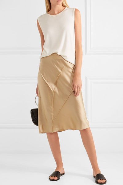 Silk-Satin Midi Skirt from Vince