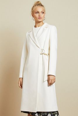 Long Belted Wrap Overcoat