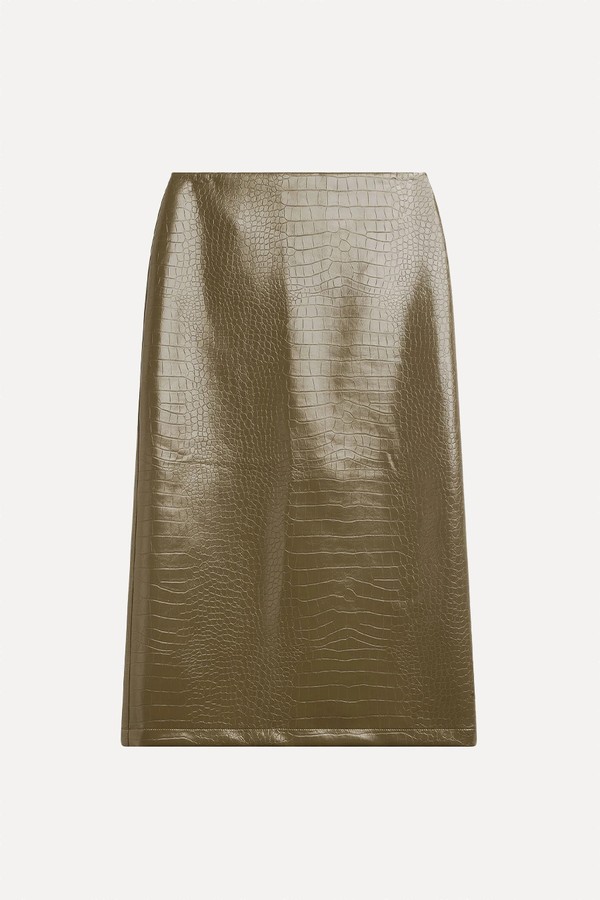 x from Charleroi Faux Leather Croc Midi Skirt, €179 | The Frankie Shop