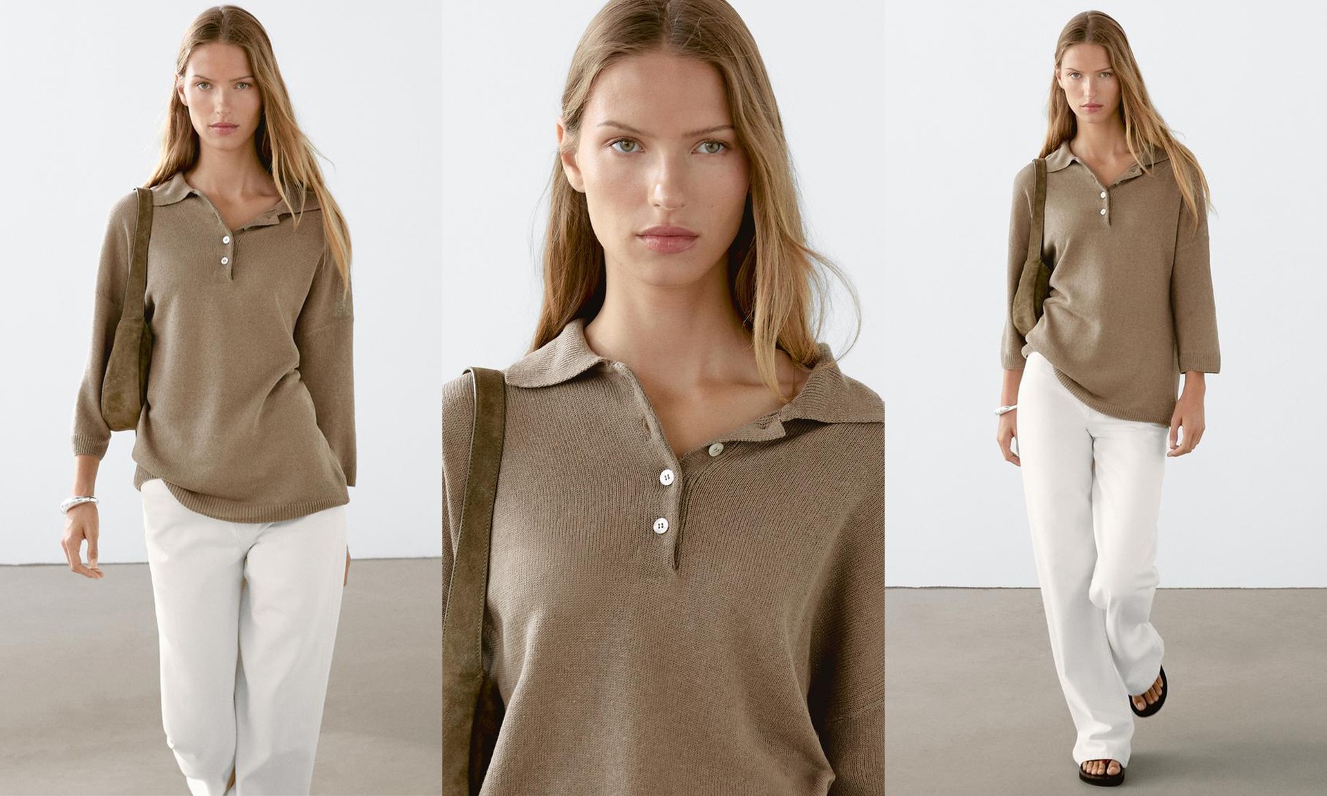 Oversize Knit Sweater With Polo Collar from Massimo Dutti