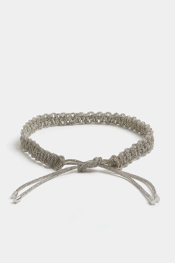 Silver Diamante Weave Belt from River Island