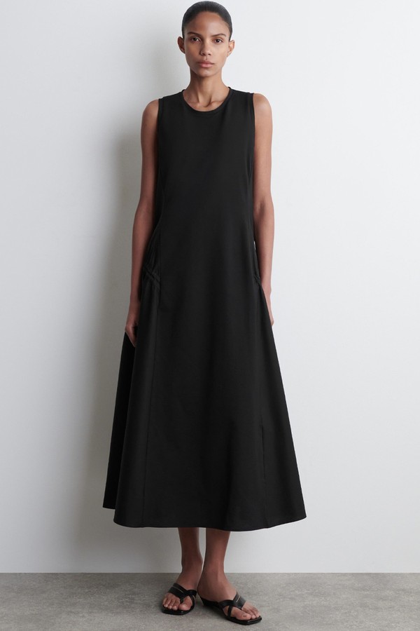 Panelled Gathered-Side Midi Dress from COS
