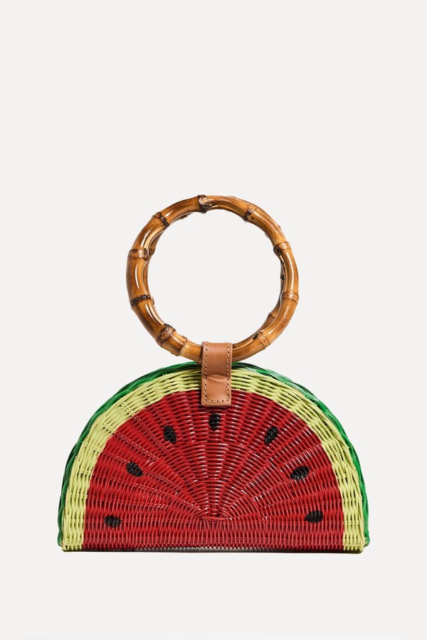 Betty Watermelon Wicker Clutch from Serpui