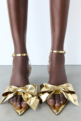 Metallic Sandals With Bow from Zara