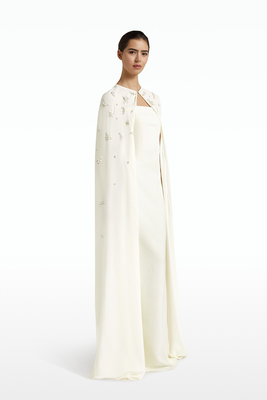 Cicil Ivory Embroidered Cape from Safiyaa
