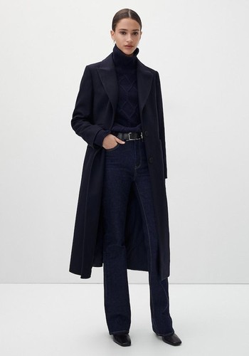 Navy Blue Smart Wool Coat