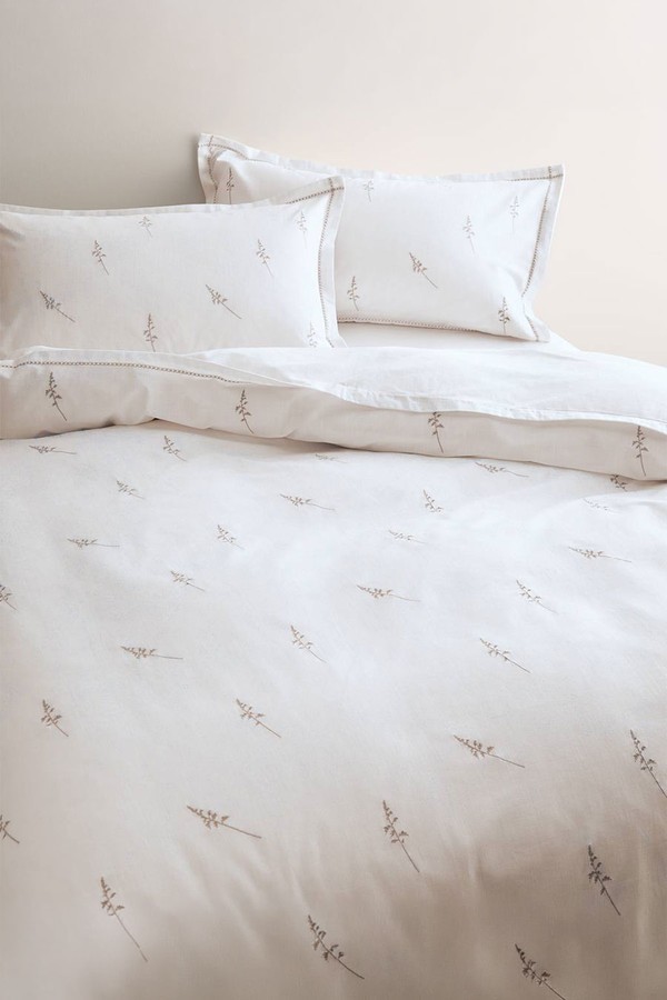Pure Cotton Embroidered Sprig Bedding Set