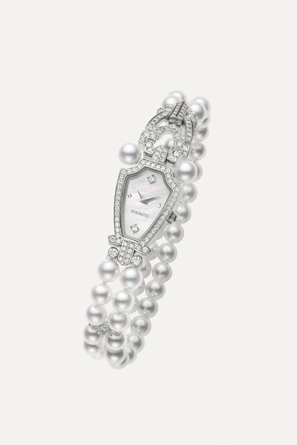 Akoya Cultured Pearl & Diamond Double Row Watch