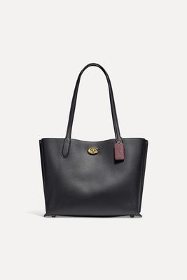 Willow Leather Tote Bag, Black