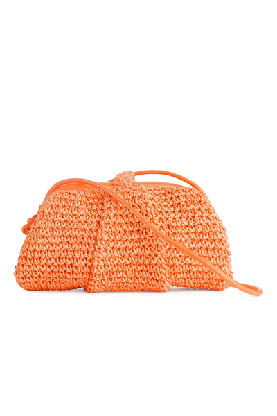 Leather Trimmed Straw Clutch from Arket