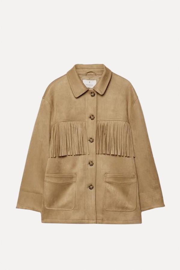 Fringed Faux Suede Jacket from STRADIVARIUS