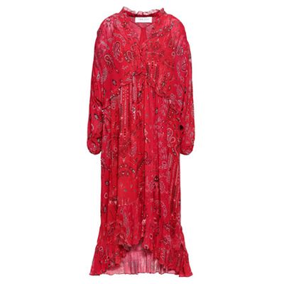 Baphir Ruffle-Trimmed Printed Georgette Midi Dress from Iro
