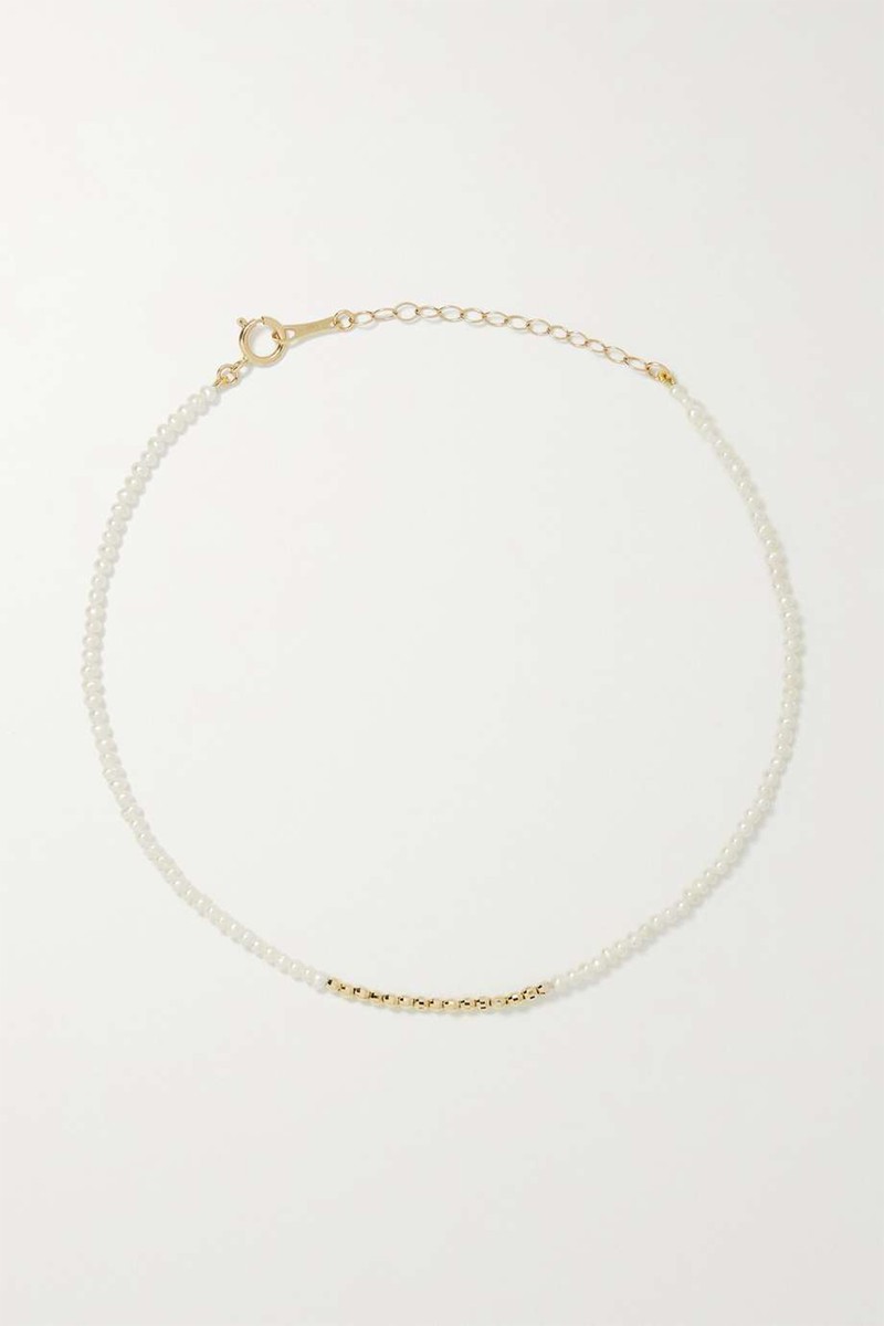 14-Karat Gold Pearl Anklet from Mizuki