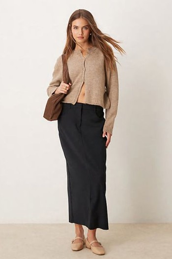 Mid Rise Tailored Maxi Skirt  from Abercrombie & Fitch