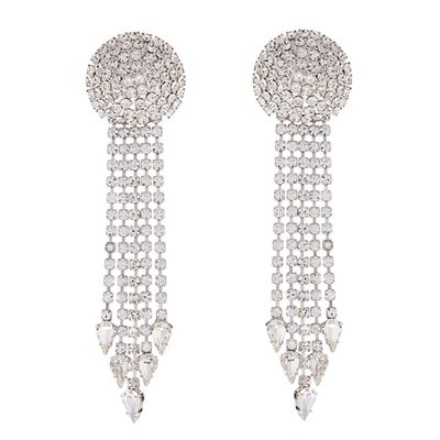 Fringed Crystal-Embellished Earrings from Alessandra Rich
