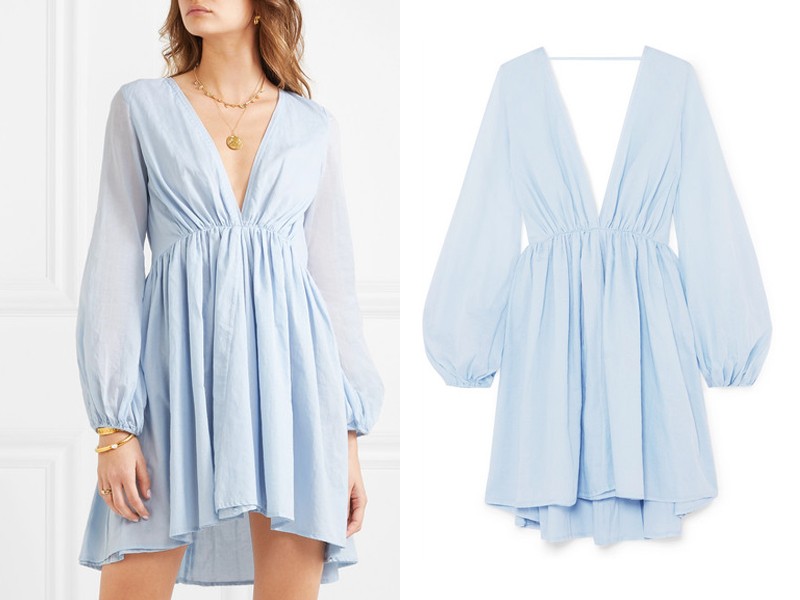 Aphrodite Gathered Cotton Mini Dress from Kalita
