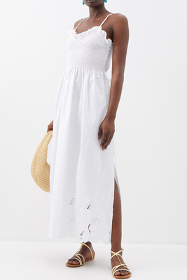 Bianca Broderie-Anglaise Cotton Maxi Dress