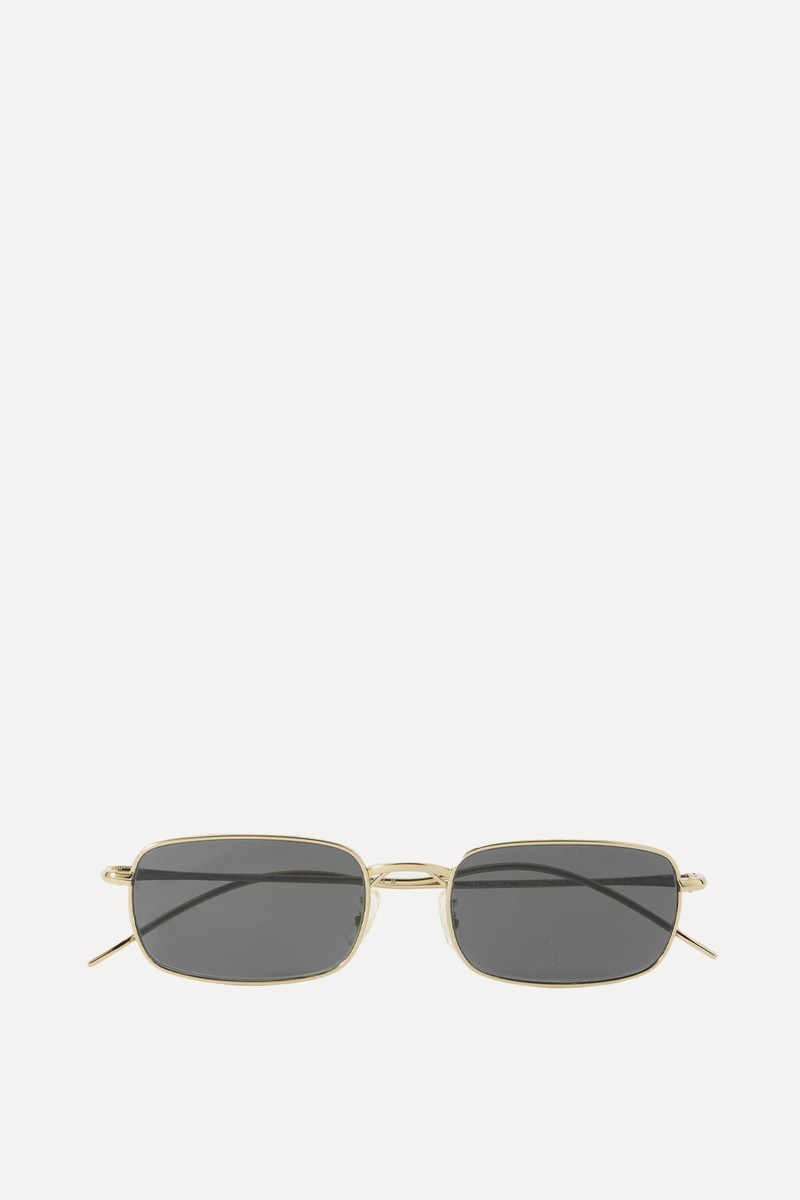 Rectangle-Frame Silver-Tone Sunglasses from Oliver Peoples