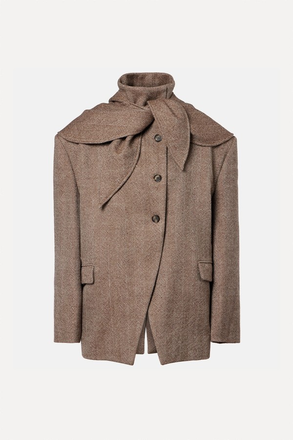 Herringbone Hooded Wool-Blend Blazer from Magda Butrym