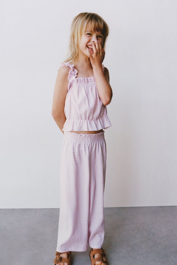 Textured Gingham Trousers