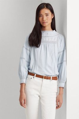Lace-trim Jersey Top