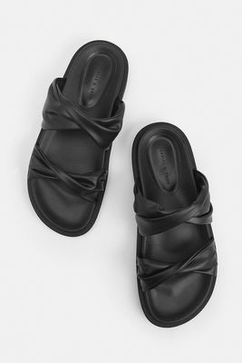 Twist Strap Padded Slide Sandals from Charles & Keith
